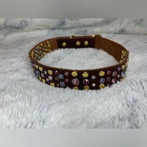 Crystal leather handmade dog collar